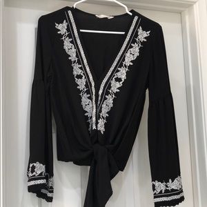 Black tie front blouse from Vici Dolls